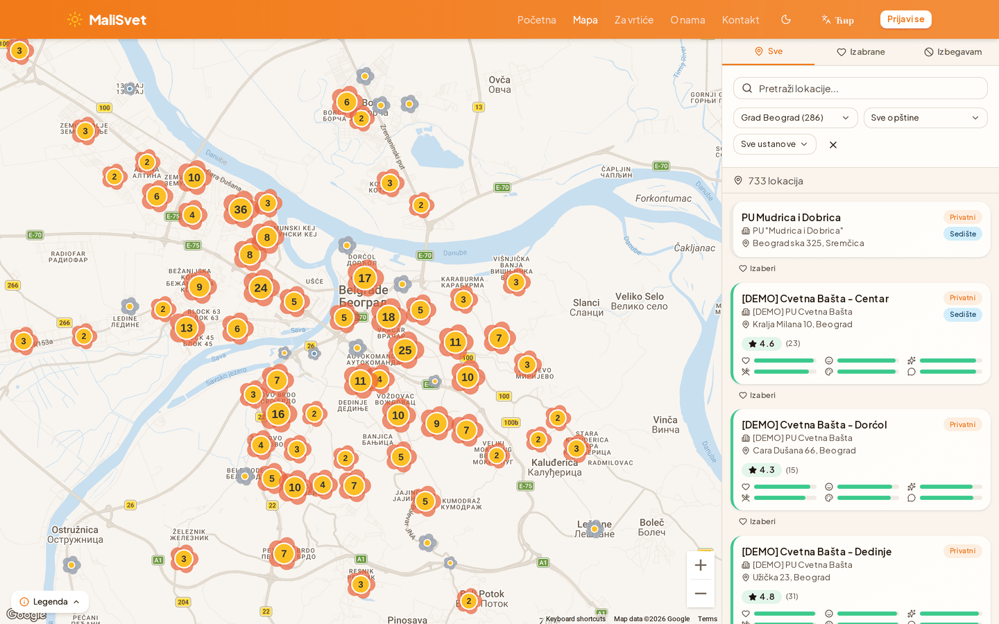 MaliSvet mapa sa cvetovima
